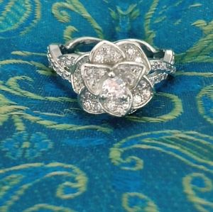 925 and white zircon rose ring
